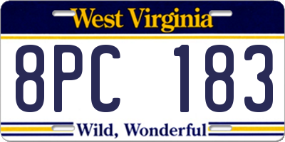 WV license plate 8PC183