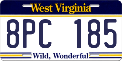WV license plate 8PC185