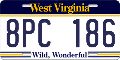WV license plate 8PC186