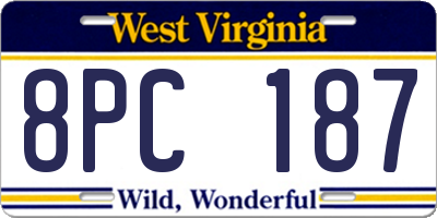 WV license plate 8PC187