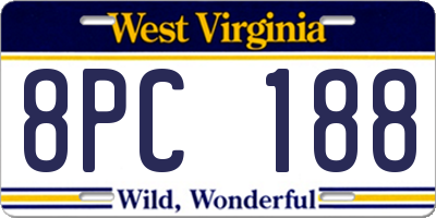 WV license plate 8PC188