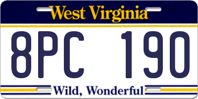 WV license plate 8PC190