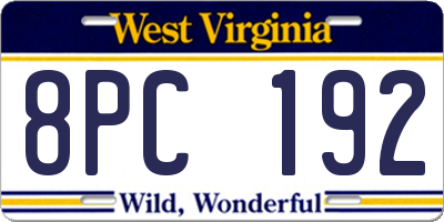 WV license plate 8PC192