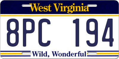 WV license plate 8PC194