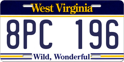 WV license plate 8PC196