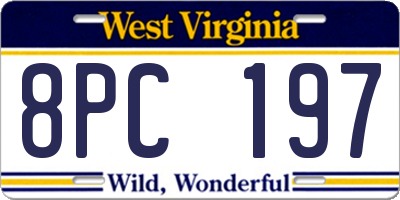 WV license plate 8PC197