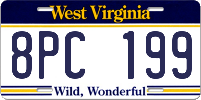 WV license plate 8PC199