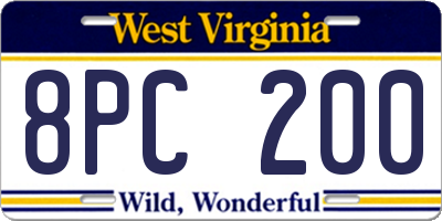 WV license plate 8PC200