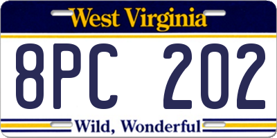 WV license plate 8PC202
