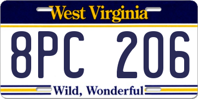 WV license plate 8PC206