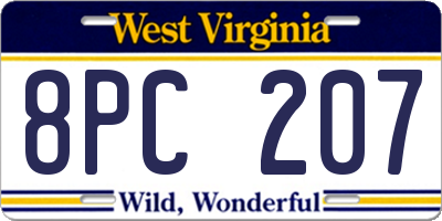 WV license plate 8PC207