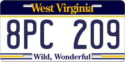 WV license plate 8PC209