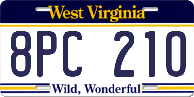 WV license plate 8PC210