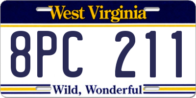 WV license plate 8PC211