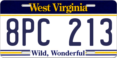 WV license plate 8PC213