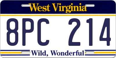 WV license plate 8PC214