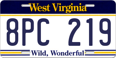 WV license plate 8PC219