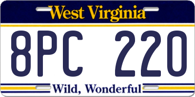 WV license plate 8PC220