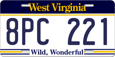 WV license plate 8PC221