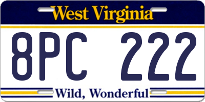 WV license plate 8PC222