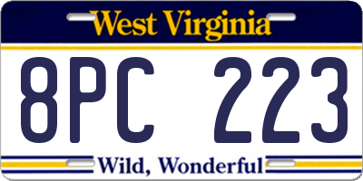 WV license plate 8PC223