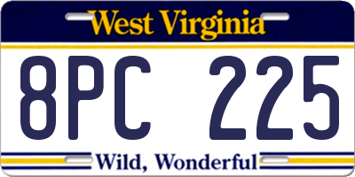 WV license plate 8PC225