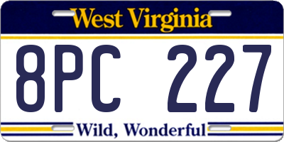 WV license plate 8PC227