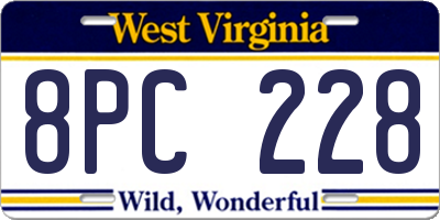 WV license plate 8PC228