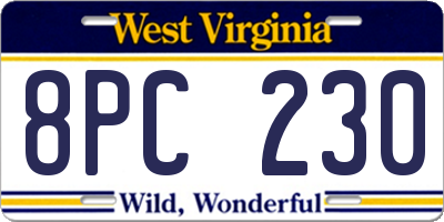 WV license plate 8PC230