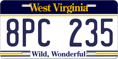 WV license plate 8PC235