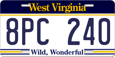 WV license plate 8PC240