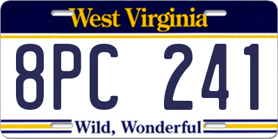 WV license plate 8PC241