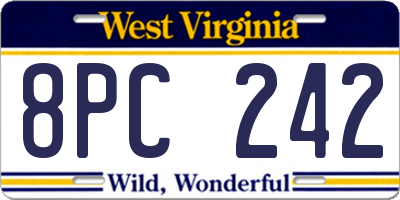 WV license plate 8PC242