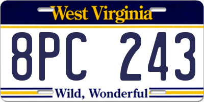 WV license plate 8PC243