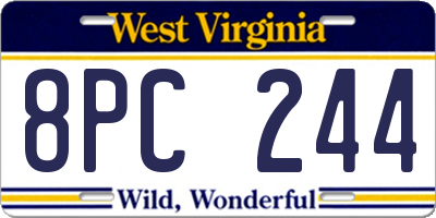 WV license plate 8PC244