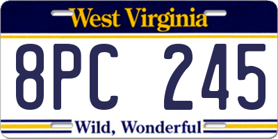 WV license plate 8PC245