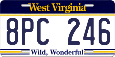 WV license plate 8PC246