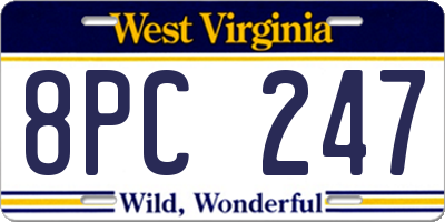 WV license plate 8PC247
