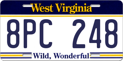 WV license plate 8PC248