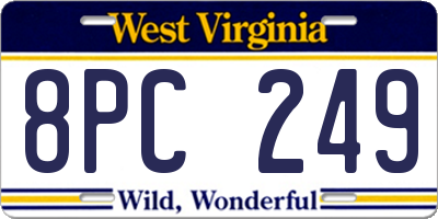WV license plate 8PC249