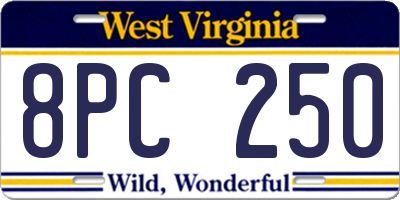 WV license plate 8PC250