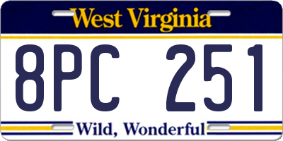 WV license plate 8PC251