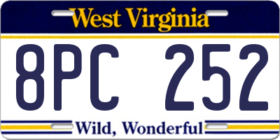 WV license plate 8PC252