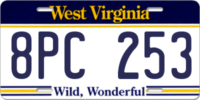 WV license plate 8PC253