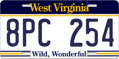 WV license plate 8PC254