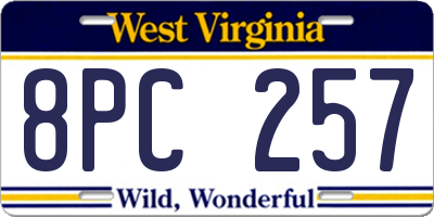 WV license plate 8PC257