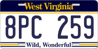 WV license plate 8PC259