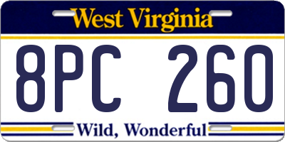 WV license plate 8PC260