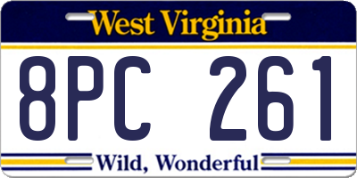 WV license plate 8PC261