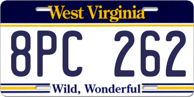 WV license plate 8PC262